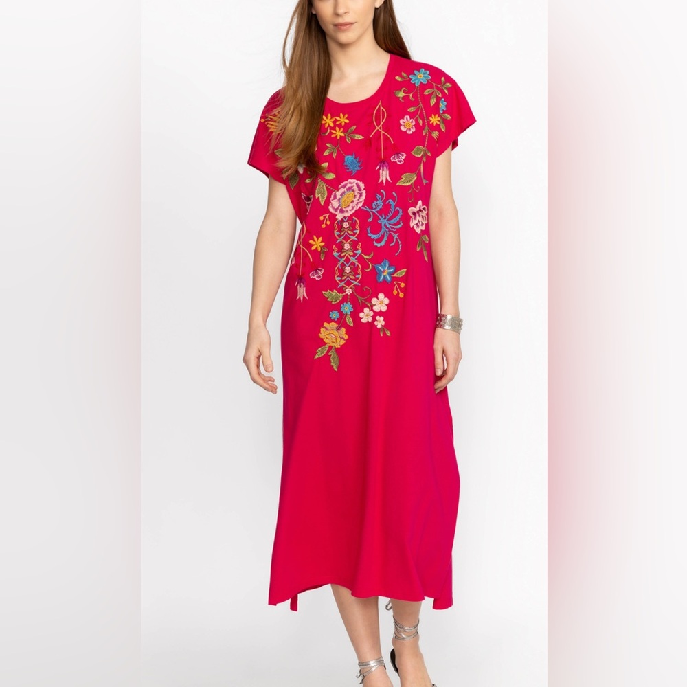 Johnny Was Sheri Embroidered Long Relaxed
Cotton jersey Knit Midi M